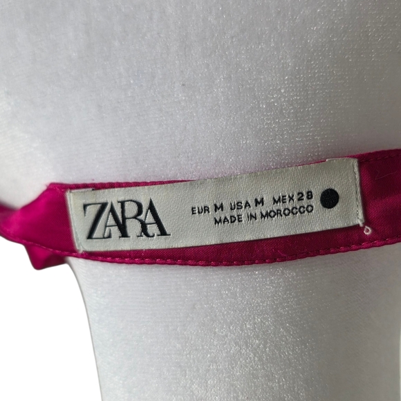 Zara Fuchsia Halter Crop Tank Top With Tie Back Size Medium - Picture 2 of 4